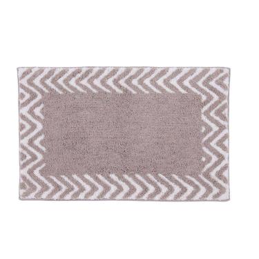 Imagem de Tapete De Quarto Kids Infantil Bebê Algodão Retangular Vizapi Chevron 70x120Cm Cinza Gris Branco