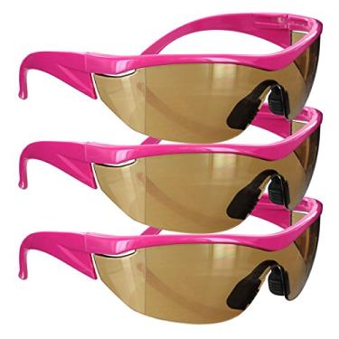 Imagem de Safety Girl Óculos de segurança Navigator | Óculos de segurança para mulheres | Óculos de segurança com Navigator | Vidro anti-riscos | 3 pares - armação rosa - lente âmbar