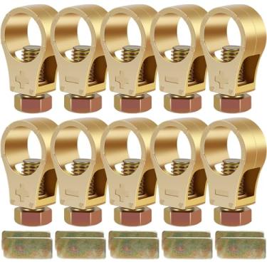 Imagem de Terminais de bateria de cobre puro, clipe de conexão de bateria de cobre puro, grampos de conectores de terminal de bateria de carro, conector de terminal de cabo negativo e positivo para carro e