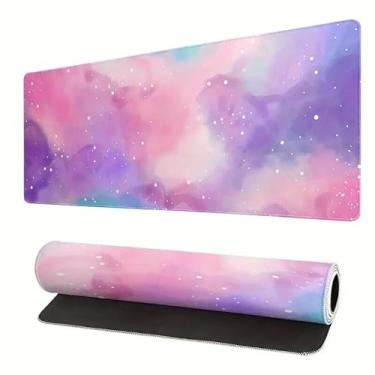 Imagem de Teclado e mouse pad antiderrapante para jogos grande/GG colorido para casa e escritório (nuvens pastel)