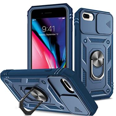 Imagem de Fetrim Capa para iPhone 8 Plus, capa de celular com suporte de anel de rotação para Apple iPhone 6 Plus/7 Plus/6S Plus/8 Plus - Azul