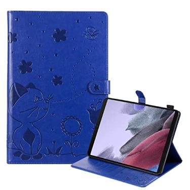 Imagem de YBFJCE Capa para Samsung Galaxy Tab A7 Lite 8,7 polegadas 2021, capa protetora de couro PU para Samsung Galaxy Tab A7 Lite 8,7 polegadas 2021 (SM-T220/T225), capa flip para tablet gato e abelha, azul