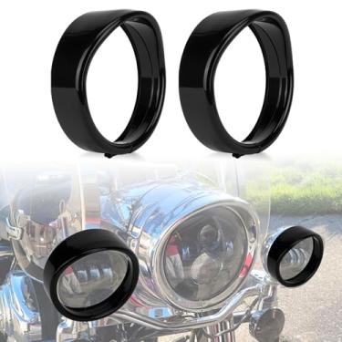 Imagem de PSLER Capa de anel de acabamento de seta estilo viseira de 11,5 cm Anel de neblina Anel de Tirm Luz Auxiliar Passagem Bisel para Touring Street Electra Glide Road King Softail Sportster FLHR FLST