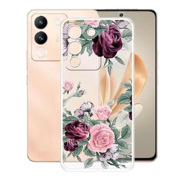 Imagem de AQGGIIXY Capa de telefone para Vivo V30 Lite (6,7 polegadas), capa protetora de silicone transparente, capa protetora de TPU flexível ultrafina à prova de choque, para Vivo V30 Lite Case - YQ12