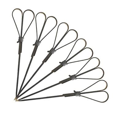 Imagem de HXYCNNA 100 palitos de bambu para coquetéis, palitos de bambu em forma de coração, espetos para aperitivos, acessórios de charcutaria, palitos de dente para palitos de aperitivos, palitos de coquetel de 12 cm – Preto