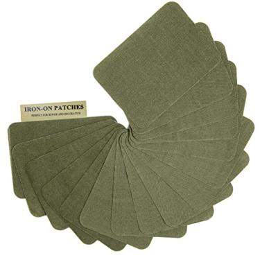 Imagem de Harsgs Remendos de tecido com 12 peças de ferro em ferro por dentro e por fora adesivo forte 100% algodão para consertar e decorar roupas, calças, verde militar