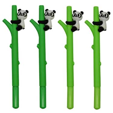 Imagem de Maydahui 12 canetas de gel de panda para escalada de árvores, lindas canetas de animais de silicone macio, tinta preta para meninos, escritório, escola, artigos de papelaria