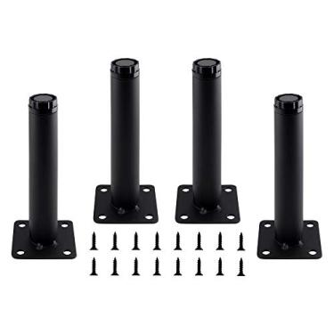 Imagem de Seimneire 4 peças de pernas ajustáveis para móveis, 127 mm pés de suporte de metal preto, pernas de substituição resistentes para sofá, armário de TV, sofá, mesa de café, aparadores, cômoda
