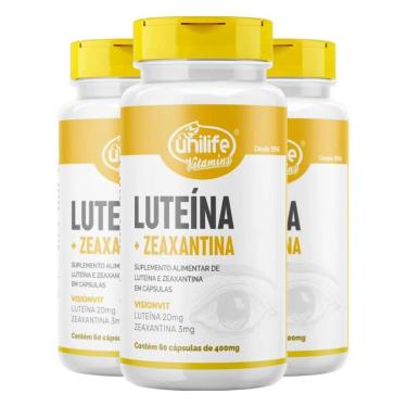 Imagem de Kit 3 Luteína 20mg + Zeaxantina 3mg 60 Cápsulas - Unilife Vitamins-Unissex