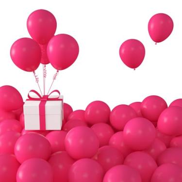 Imagem de KALOR Pacote com 100 balões de látex foscos rosa choque de 12,7 cm, balões de hélio para festa de aniversário, casamento, chá de bebê, suprimentos de decoração (rosa choque)