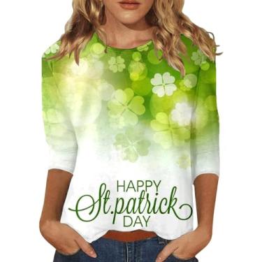 Imagem de Camiseta feminina St. Patrick's de algodão confortável macia verde trevo irlandês camiseta casual St. Pattys Raglan, 046-amarelo, G