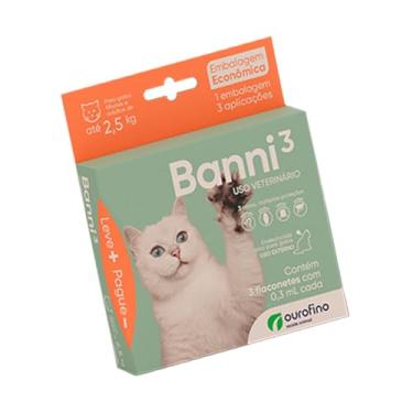 Imagem de Antipulgas Ourofino Banni 3 para Gatos até 2,5Kg - 3 pipetas