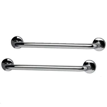 Imagem de Alça Apoio 30cm Aço Inox Kit 2 Uni Barra Suporte Anti Queda Idoso Gestante Cadeirante Pcd Crianças
