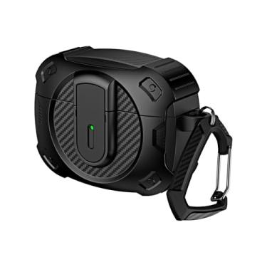 Imagem de LOOKCN Capa para fone de ouvido Apple Airpods Pro2 Nd AirpodsPro 3 2 Fecho push-to-Lock Capa à prova de queda de grau dilatar com fecho antiperda, para Airpods 3, preta