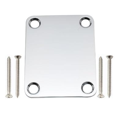 Imagem de Musiclily Pro 4 Furo Neck Plate Placa Braço de Aço para Guitarra Stratocaster Telecaster e Baixo, Cromado