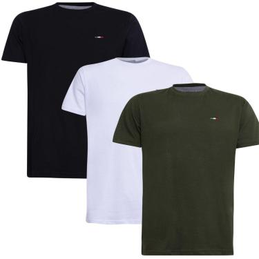 Imagem de Kit 3  Camisetas Básicas com Bordado Algodão Itália Masculina-Masculino