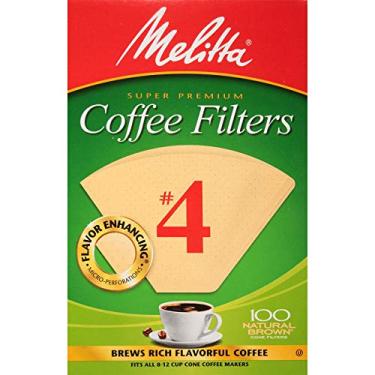 Imagem de Melitta 4 filtros de café cone, marrom natural cru, contagem total de 100 filtros – a embalagem pode variar