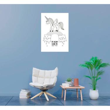 Imagem de Placa Decorativa Frase Em Algum Lugar Do Arco-Íris Infantil