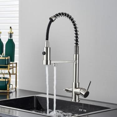 Imagem de Torneira de filtro de água de cozinha Torneira misturadora de água potável Rotação de torneira de purificação de água Torneiras de cozinha Guindaste, níquel escovado B