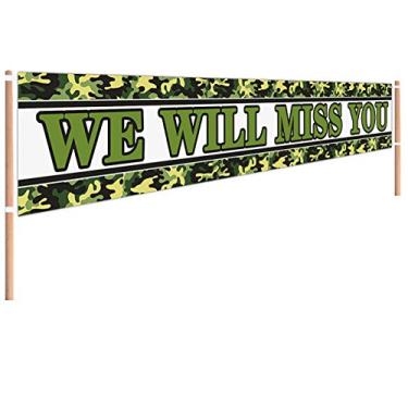 Imagem de Grande camuflagem We Will Miss You Banner de aposentadoria, festa de formatura, festa de despedida, escritório, festa, trabalho, festa, artigos de decoração (3 x 0,5 m)