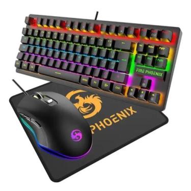 Imagem de Kit Teclado Mouse Mecânico Gamer Led Fire Phoenix - Fire Phoenix 