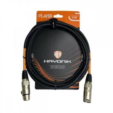 Imagem de Cabo Para Microfone Player XLR(F) x XLR(M) 3m Preto Hayonik