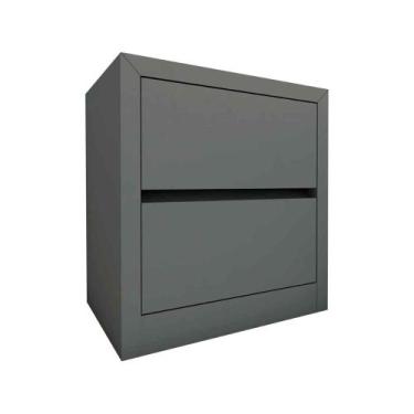 Imagem de Mesa de Cabeceira 54cm 2 Gavetas Cinza S. 100% MDF Casa Lar - Casa Lar