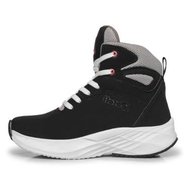 Imagem de Tênis Casual Cano Alto Feminino Couro - 207 - Preto Rosa - Rotoli, 35