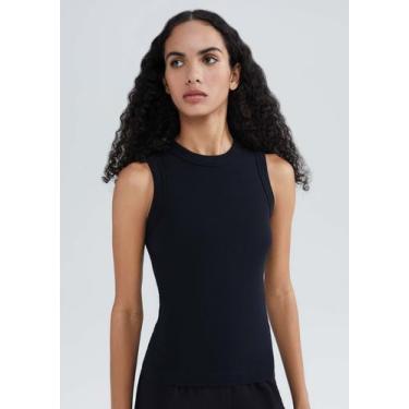 Imagem de Regata Feminina Slim Em Ribana Canelada - Hering, G, Preto