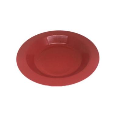 Imagem de Prato Plástico Merenda Escolar Vermelho 21 cm - 25 Pçs - MMT