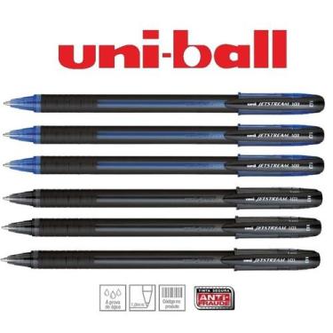 Imagem de Caneta Uniball Jetstream 1.0mm Sx-101 AZ E PT Kit C/6 Unid.
