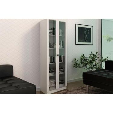 Imagem de Estante de Escritório ME4115 c/ 2 Portas c/ Vidro Branco - Tecno Mobil