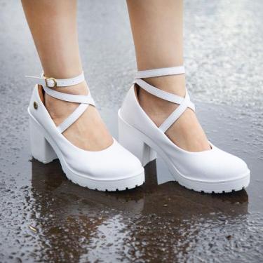 Imagem de Sandália Scarpin Boneca Salto Tratorado Tiras Fivela Original Grife Mu