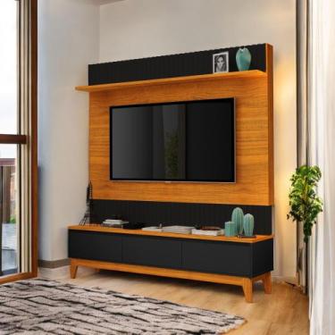 Imagem de Painel TV Quarto Grande Ripado Para TV 75 Polegadas Antalya - Luapa Mo