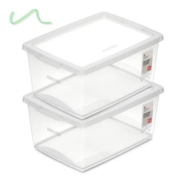 Imagem de Kit 2 Caixa Organizadora 7,5l Ordene Design Moderno Cristal