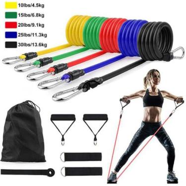 Imagem de Kit Elástico Para Treino Exercícios Malhar Musculação Em Casa Fortalec
