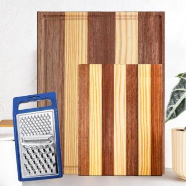 Imagem de Kit 2 Tábua Corte Carne e Frios 45/30cm + Ralador Dupla Face - Móveis 