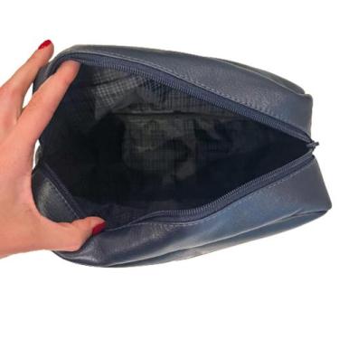 Imagem de Necessaire masculina em couro azul marinho - Encanto Laser