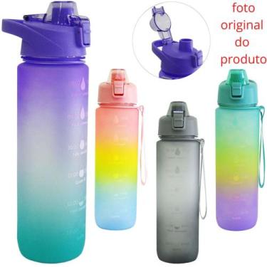 Imagem de Garrafa squeeze de plastico as emborrachado motivacional com botao + t