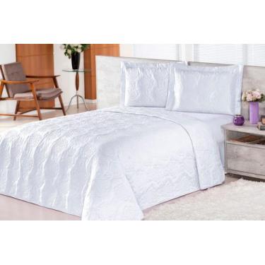 Imagem de Cobre leito pratic rosas queen 3 pecas - branco - Enxovais Aquarela LT