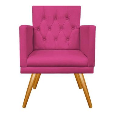 Imagem de Poltrona Decorativa Nanda Pés Palito Mel Sala de Espera Recepção Coran