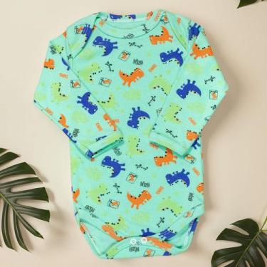Imagem de Body para Bebê Manga Longa Estampadinho Dino Verde - Era Uma Vez, Verd