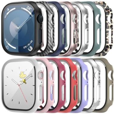 Imagem de anotch Pacote com 14 capas com protetor de tela de vidro temperado para Apple Watch Series 10 de 46 mm, cobertura total, capa protetora rígida HD, proteção ultrafina para iWatch 10, acessórios de 46