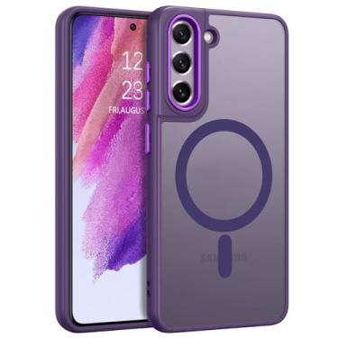Imagem de DUEDUE Capa magnética projetada para Samsung Galaxy S21 FE [compatível com Magsafe], capa protetora completa à prova de choque à prova de choque para Galaxy S21 FE 5G, roxo escuro
