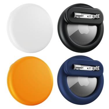 Imagem de Compatível com Air Tags - Pacote com 4 unidades Apple Kids Hidden, para AirTag Suporte oculto para crianças com pino invisível, antiperda, para crianças, idosos, bagagem, roupas (preto, azul marinho