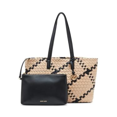 Imagem de Anne Klein Bolsa de tecido com bolsa, Oatmilk - xadrez preto/preto, Large