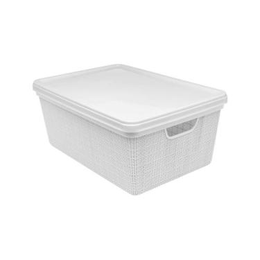 Imagem de Caixa Organizadora Retangular Com Tampa Juta 15 Litros - Jaguar, Branc