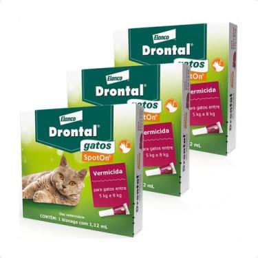 Imagem de 3 Drontal Gatos Spoton 5kg A 8kg 1,12 Ml  Profender - Elanco
