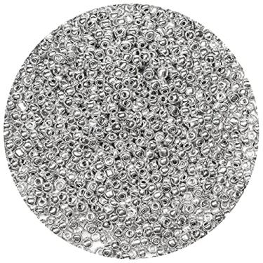Imagem de Bala&Fillic Contas de sementes opacas prateadas de 4 mm com cerca de 1200 peças/100 gramas em saco, 6/0 contas de vidro para fazer pulseira e colar (prata)