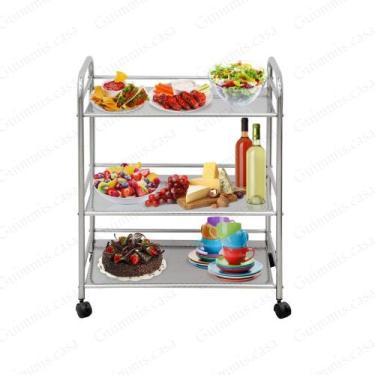 Imagem de Carrinho com prateleiras multiuso em aço inox Guimmis.casa